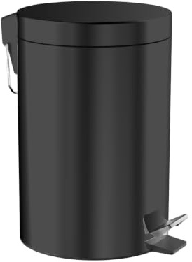 Emco system2 Abfallbehälter, Deckel und Pedel, rund, 5 Liter, 3553, Farbe: schwarz