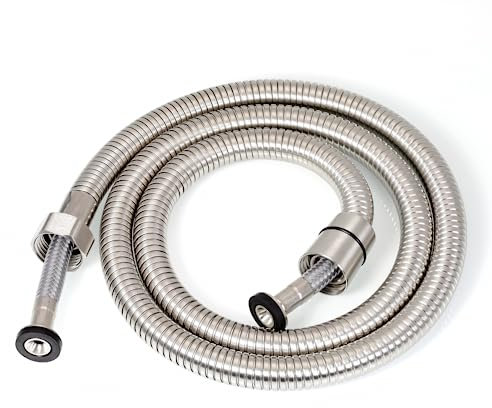 FOLINUS Brauseschlauch, 121,9 cm, Edelstahl, doppelt spiralförmig, geflochtener Nylonschlauch mit 1,27 cm Anschluss (gebürstetes Nickel)