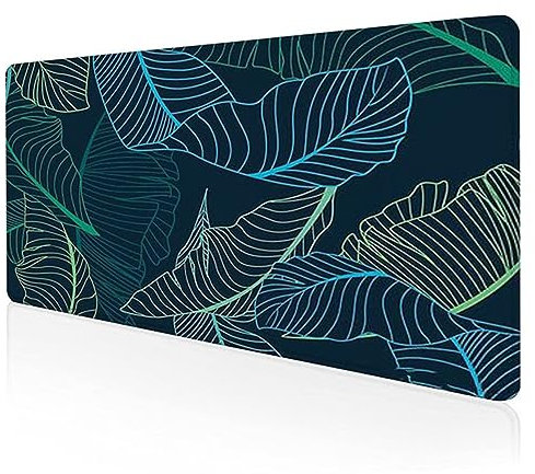 Tainrun Gaming Mauspad XXL 1000x500x3mm Große Maus Pad Wasserabweisend mit Haltbar Genähten Kanten für PC, Laptop Verbessert Präzision und Geschwindigkei(Abstrakte Linie Blatt)