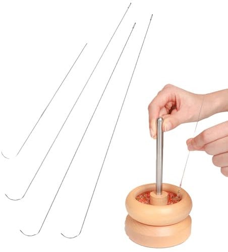 4 PCS Bead Spinner Needles,Stainless Steel Curved Bead Spinner Needle Open Curved Big Eye Beading Needles,Stainless Steel Curved Beading Needles for Jewelry Making Bracelet Stringing Crafting