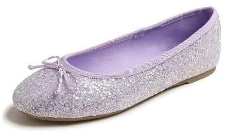 Feversole Damen Klassische Ballerinas Profilsohle Glänzende Paillette Flach,Ballerinas Damen Elegant Lila 38