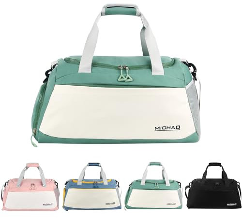 KYYLZ Borsa sportiva per uomo e donna, grande 32 l, con scomparto per scarpe e scomparto bagnato, impermeabile, borsa da nuoto, borsa da allenamento, borsa per palestra, fitness, vacanze, verde