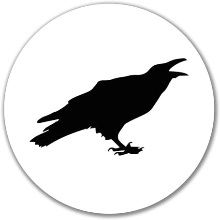 Huuraa Aufkleber Rabe Silhouette Geschenk | Dekoaufkleber 10cm rund Sticker Geschenkidee Dekoausticker