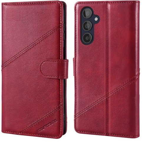 KRAFTCARE Handyhülle für Samsung Galaxy A15 5G Hülle mit [Stand] [Kartenfach] [Magnet] Flip Case Wallet Lederhülle Handytasche Schutzhülle Klapphülle für Samsung A15 5G Hülle, Weinrot
