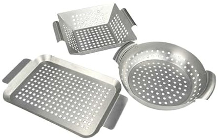 HeRo24 Lot de 3 paniers de barbecue en acier inoxydable