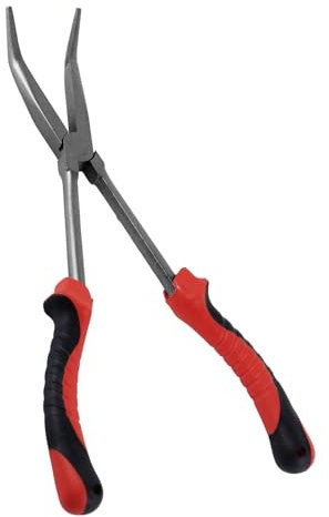 Filltown Fishing Pliers Carbon Steel Fishing Tool with Elbow for Fishing Accessories, Red and Black Handles