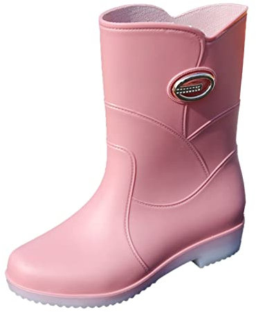 Stivali di gomma da uomo in PVC da lavoro stivali da pioggia stivali da pioggia per donne leggere, rosa, 38 EU