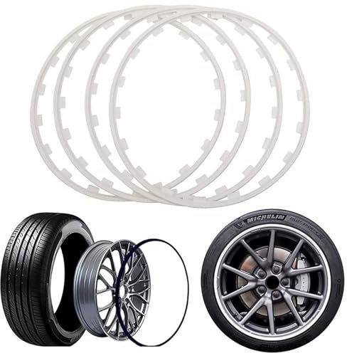 KEAAN 4 Stück Auto Rad schutzring für BMW Serie 5 Series 5er Touring F11 E61 E39 Touring Auto Felgenschutz Streifen Felgen Nabenschutz Dekorstreifen Reifendekoration,White-20 inches