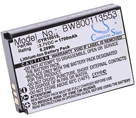 vhbw 1 x Battery Replacement for CYR10015, SGP-WiFi-BAT, Hammer, HE-129382 for Mobile Phone, Smartphone, Phone (1700 mAh, 3.7 V, Li-ion)