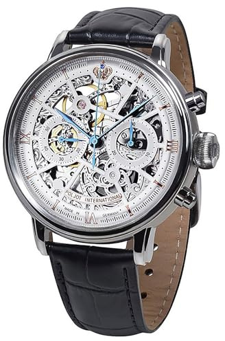 Poljot-International Handaufzug Herrenuhr Chronograph Nicolai II Skeleton