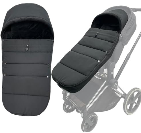 Colu Kid Universeller Thermo-Fußsack für Kinderwagen, kompatibel mit Cybex Priam & Cybex Mios & Cybex Balios, weiches Futter und spritzwassergeschützte Oberfläche, Schwarz