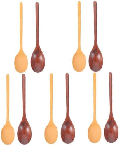 Amosfun 10pcs Cooking Spoons Soup Spoons Stirring Long Handle Rice Japanese for Cooking