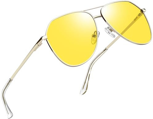 Joopin Sonnenbrille Herren Gelbe Gläser Nachtsichtbrille für Autofahrer Nachtfahrbrille Damen Nachtbrille Groß zum Autofahren Night Vision Goggles(Gold Gelbe)