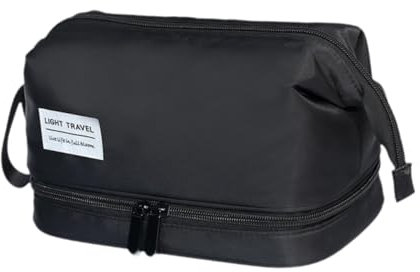 Colcolo Make-up-Tasche, Reise-Kulturtasche, Handtasche mit Reißverschluss, wasserabweisend, für den Außenbereich, groß, trocken und nass, separate, Schwarz