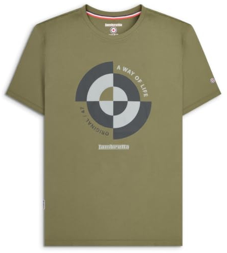 Lambretta Mens Quad T-Shirt Khaki S