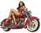 WADORN Pin Up Motorrad Lady Metall Blechschild Blechschild Im Retro Stil Mit Vintage Motorrad Motiv Zum Aufhängen Wanddekoration Für Cafés Geschäfte Restaurants Heimdekoration 26x33.7cm