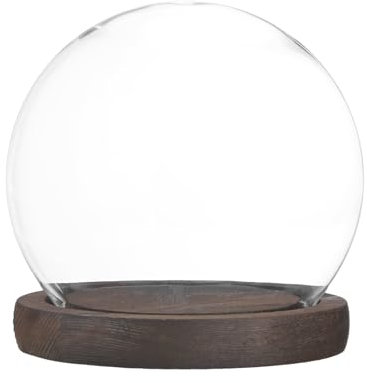 M METERXITY Cloche Glass Dome, D4.7In Ball Jar with Wooden Base for DIY Snow Globes/Small Plants/Flowers/Candles/Models/Souvenirs, Glass Display Case [White]