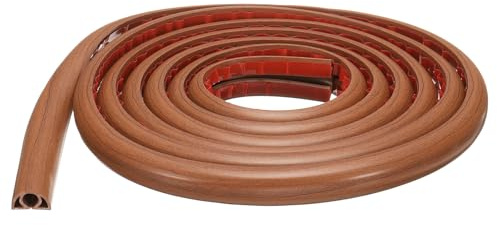 sourcing map 10ft Cord Cover Floor W0.3 x H0.3 Inner Channel PVC Hide Extension Cable Floor Wire Hider Wire Covers Protector for Prevent Cable Trips Cables Management, Wood Brown