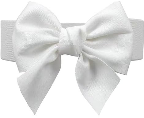Svnqney Damen Bowknot breiter Gürtel Elastische Vintage große Schleife Gürtel Taillengürtel Adorable Dress Accessory BL100white