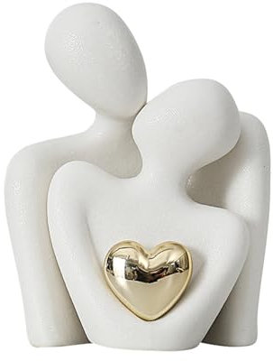 Romantic Couple Statue,Couple Hugging Statue Figurines Ornaments | Abstract Sculpture Small Shelf Ornaments for Living Room | White Ornaments Gifts for Wedding Anniversary (White)