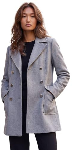 Roman Originals Double Breasted Military Coat for Women UK - Ladies Everyday Holiday Autumn Winter Long Sleeves Comfy Soft Evening Vacation Work Smart Party