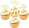 YILANJIN 24 Stück Glitzer Cupcake Topper 50. Geburtstag, Torten Deko für Party, 50 Jahre Jubiläum, Geburtstagsfeier Dekoration, Gold, Kuchendekoration