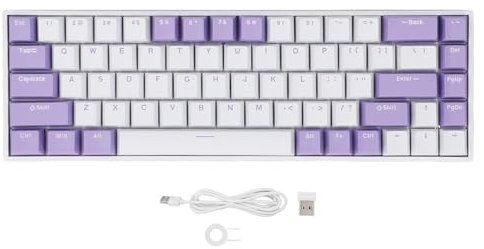 Yanmis Tastiera Meccanica a 68 Tasti, Tastiera da Gioco Retroilluminata 5.0 RGB, Interruttore Blu, Wireless 2.4G, Tipo C, Anti-ghosting a Tasti Completi