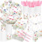 Yungyan 194 Pcs Wildflower Party Supplies Spring Floral Baby Shower Birthday Decorations Include Wild Floral Paper Plates and Napkins Tablecloth Cups Cutlery for Wedding Birthday Tea Party