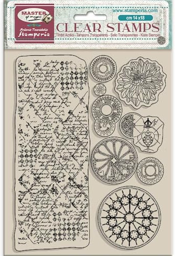 Stamperia - Acrylic Stamp for Scrapbooking, Albums, Card Making, and Bullet Journalling, Transparent, Long Lasting, Easy to Clean, Perfect for Crafts and Gifting (Master of Magic, Border & Circles)