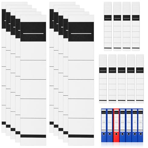 100 Stk Ordner Etiketten Selbstklebend, Ordnerrücken Selbstklebend Schmal, Weiß Beschriftbare Ordner Rückenschilder Selbstklebende Etiketten, Ordnerrücken Aufkleber für 5 cm Aktenordne(3.6 x 19 cm)