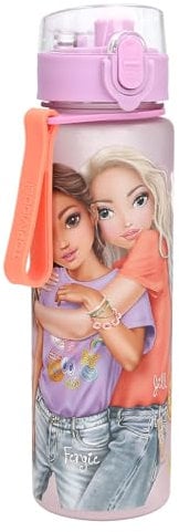 Depesche 13409 TOPModel Girl Power-Botella Semitransparente para Beber, con Estampado de Modelo, Tapa abatible Morada y asa, Capacidad Aprox. 550 ml, Multicolor, 1 Piece