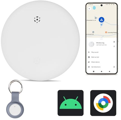 Reyke Tracker Android, Smart Tag Kompatibel med Google Find My (Endast för Android), Nyckelfinder för Nycklar, Bagage, Resväska, Plånbok, IP66 Vattentålig, Vit
