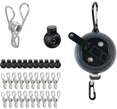 xolear Filo Stendibiancheria Portatile, 10 CM, Stendibiancheria da Viaggio Retrattile, Filo Bucato da Viaggio con 12 Clip, Stendino Esterno per Interni ed Esterni, Balcone, Esterno e Campeggio