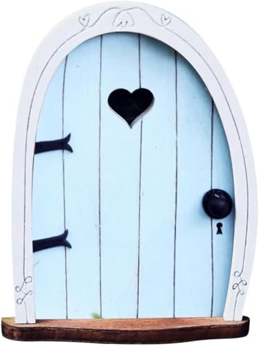 Baby Blue Streak Mini Fairy Garden Door for Tree, 3D Miniature Fairy Door for Fairytale Tiny House Doors, Bonsai Terrarium Micro Landscape Decoration Accessories Garden Miniatures