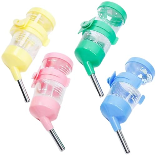 Hamster-Wasserflaschen,4 Stück Nagertrinkflasche Automatischer No-Drip Wasserspender,für Kleintiere wie Kaninchen,Meerschweinchen & Mäuse（Grün Rosa Gelb Blau）