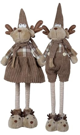 Monopol Christmas Paradise Elch Teleskopbeine 46-60cm (80-93cm) Dekofigur 2 Stück braun