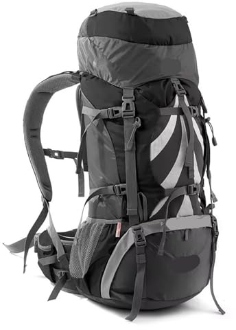 NihaoWXM Wanderrucksack Rucksack Professionelle Outdoor-Wanderreisetasche Große Kapazität 70L Bergsteigen Camping Tasche Unterstützungssystem(Grey-70L)