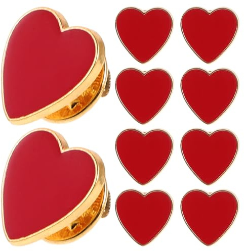 SUPVOX Lot De 10 Broches Cœur Rouge En Alliage De Zinc Épinglettes Cœur Pour Femmes Accessoires Pour Vêtements Écharpes Pulls Robes Sacs Saint-Valentin