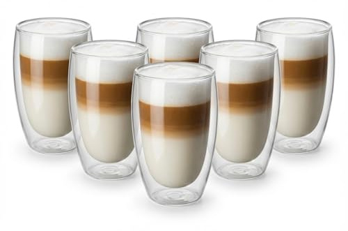 BigDean 6x 400ml doppelwandige Latte Macchiato Gläser Set Thermogläser aus Borosilikatglas - doppelwandige Kaffeegläser Cappuccino Gläser doppelwandige Gläser Kaffeegläser