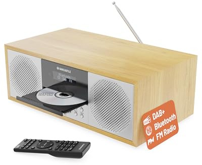 Oakcastle DAB500 CD Player with DAB & FM Radio, 90 Presets | Bluetooth, USB, AUX & Headphone Output | Mains Powered Stereo Hifi System | Dual Alarm & Sleep Timer (Oak)