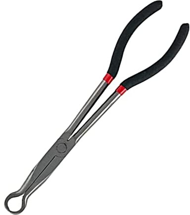 Spark Plug Pliers, Long Reach Hose Grip 11 Inches Ring Nose Pliers, Diameter Offset Boot Removal Tool with Serrated Jaws for Hard to Reach Narrow Spaces