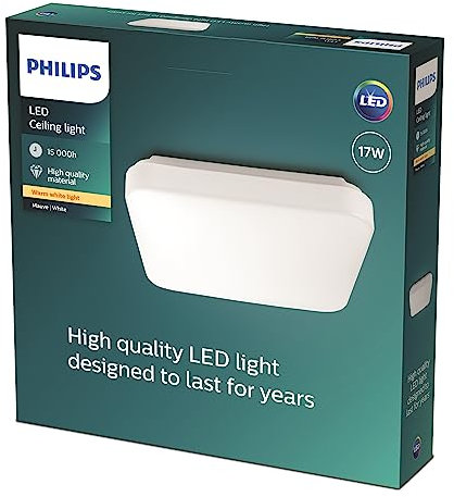 Philips myLiving Mauve LED Deckenleuchte (17 W), LED Leuchte mit warmweißem Licht, energiesparende Raumbeleuchtung mit EyeComfort, weiß