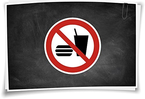 Medianlux Verbotszeichen P022 Essen und Trinken verboten Verbot Aufkleber Piktogramm, 3cm - 6 Stück