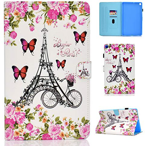 Lspcase Coque Galaxy Tab S5e 10.5 Pouces Etui Cuir PU Flip Stand Support et Carte de Slot Housse Cover avec Fonction Sommeil/Réveille Auto pour Samsung Galaxy Tab S5e SM-T720 / SM-T725 Tour Eiffel