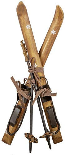 decopartners.eu Traditionelle Ski Holz klein, braun, 50 cm, Deko