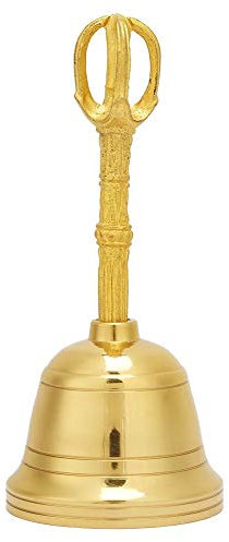 Lauter Klang Goldglocke, Beliebte Handglocke aus reinem Messing, buddhistische Glocke, Feng Shui, taoistisches Instrument, 4,5 Zoll Rassel aus Messing für Hochzeitsveranstaltungen Dekoration,