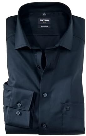 OLYMP Herren Oberhemd Langarm Luxor,Twill,modern fit,Global Kent,Nachtblau 14,48