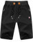 ZOXOZ Kurze Hosen Herren Shorts Sommer Jogginghose Kurz Baumwolle Gym Sweat Sport Fitness Shorts mit Reißverschluss Elastische Taille Schwarz XXXL