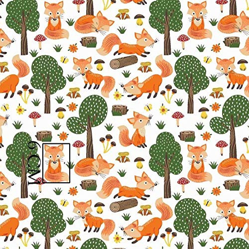 100x160cm 100x160cm Fuchs 100% Baumwolle Baumwollstoff Kinder Meterware Handwerken Nähen Stoff (Fuchs Bäume Baumstamm, 100x160cm (11,99€/m))