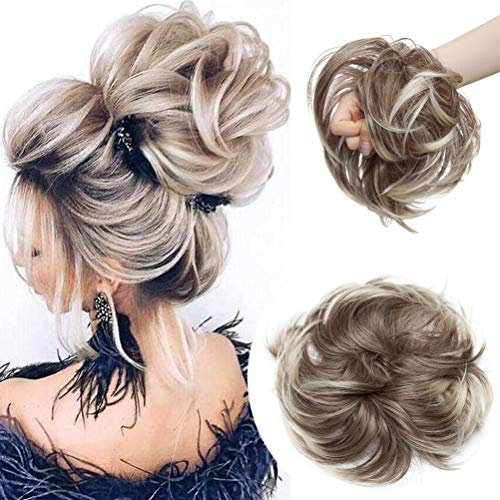 Dick 80g Große Haarteil Haargummi Extensions Messy Bun Dutt Hochsteckfrisuren Voluminös wie Echthaar Haarverlängerung Bun Hair Extensions Braun bis Blond bleichen